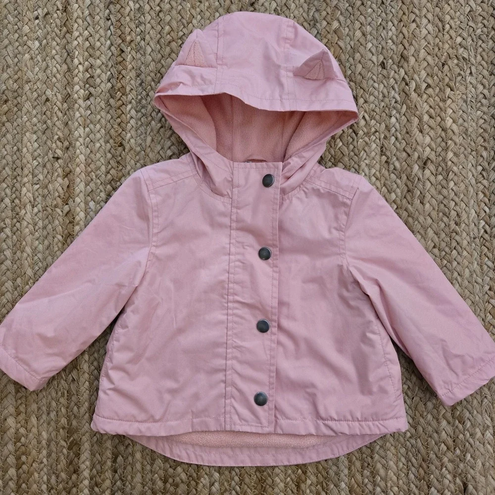 Old Navy‎ Toddler Girls Pink Fleece Lined Hooded Jacket with Ears 12-18 Months
